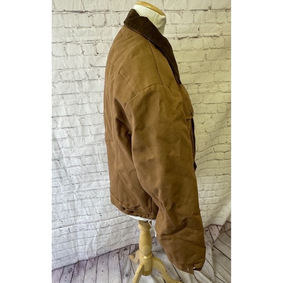Vintage Wrangler Brown Duck Shell Blanket Lined Corduroy Collar Coat Size 42 USA - Picture 2 of 10